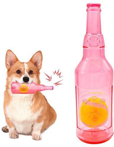 JJYHEHOT Squeaky Chew Dog Toys with Tennis Ball, Durable Puppy Boredom Toys for Small Medium Large Dog Outdoor Playing Training Chewing Dental Care Teeth (Red)