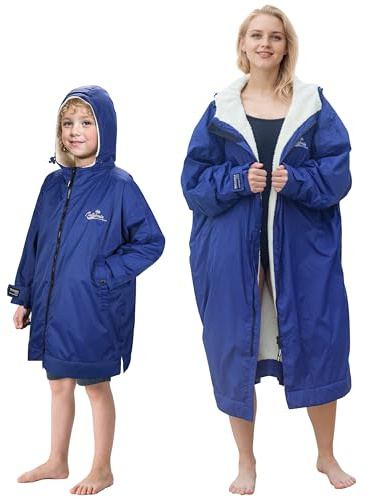 Catalonia Classy Waterproof and Windproof Schwimmen parka für Herren, Damen, Erwachsene, Warme Changing Robe für Camping, Surfen und Schwimmen, Blau