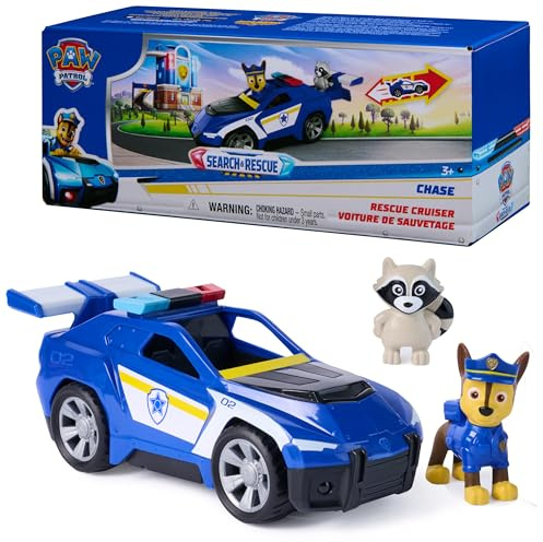 Paw Patrol: Search & Rescue, Chase Rescue Cruiser Vehicle with 2 Figures, Police Car Toy with Pull-Back Action, Kids Toys for Boys & Girls Ages 3+
