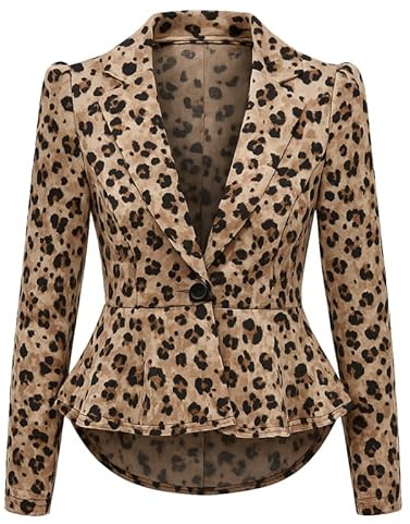BODYWEAR LTD Ladies Slim Fit Peplum Blazer Coat with Long Sleeves, Cropped Frill Hem Design, Elegant Stretch Fabric, Office or Evening Wear Jacket