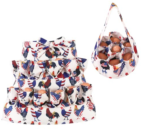XLSXEXCL Egg Collecting Apron and Basket, 12 Pouches Chicken Egg Apron with 7 Pouches Chickens Eggs Basket, Aprons for Fresh Eggs for Duck, Goose, Bird, Various Poultry Collection (Half-body style 2)