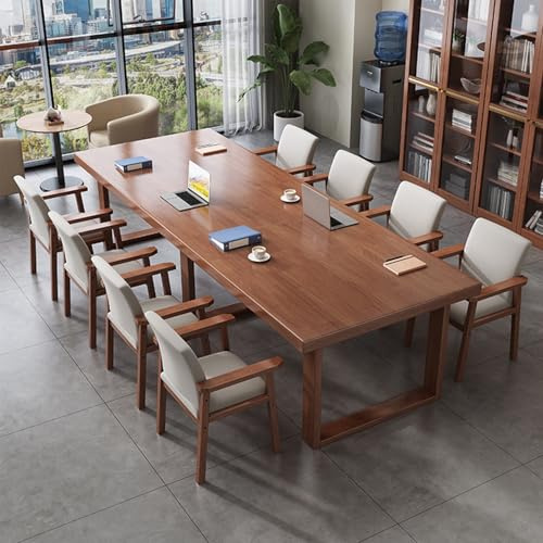 Stilvoller industrieller Konferenztisch aus Holz, langer Schreibtisch aus Massivholz, rechteckiger Besprechungstisch für Büro und Arbeitszimmer, braunes Finish, 140 x 80 x 75 cm, modernes Design