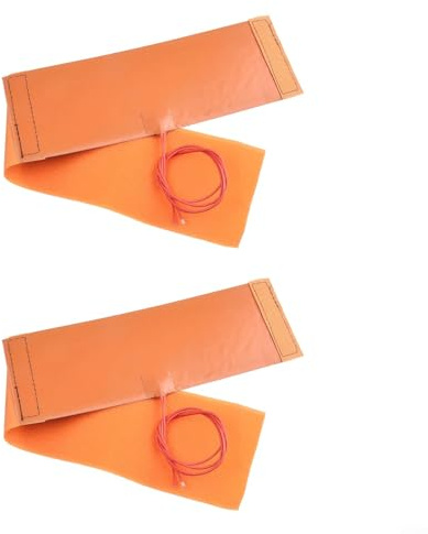 HEIBTENY Tappetino riscaldante flessibile in silicone, 12 V, 240 W, per birra domestica o uso industriale, design arancione, 10 x 30 cm, con distribuzione uniforme del calore (2 pezzi)