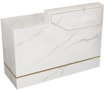 Professionell receptionsdisk med låsbar låda, skåp och tangentbordshållare | for hotell, företag, mötesrum(White - right,120cm)