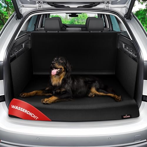 WALSER Kofferraumdecke Cäsar, Kofferraummatte mit Seitenschutz, Universeller Kofferraumschutz Hund, Auto-Hundedecke, Wasserabweisende Kofferraummatte, Schwarz