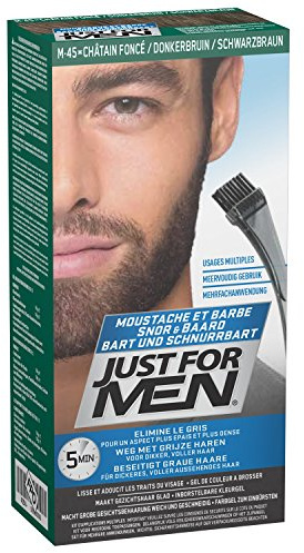 Just for Men Skägg och mustasch färggel att borsta, eliminerar grått hår, gör grovt ansiktshår mjukt och smidigt, M45 – svartbrun