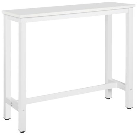 WOLTU 1x Bartisch Bistrotisch Stehtisch Esstisch, Metallgestell, Tischplatte aus MDF, Weiß, 120x100x40cm(BxHxT)