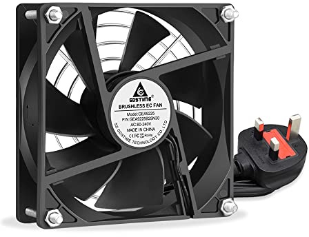 GDSTIME 92mm Fan 240V AC EC 220V 230V Computer Server Box Fan | 92mm x 25mm Dual Ball 2400 RPM 53.6 CFM Axial Case Fans for Chassis Server Cabinet Replacement