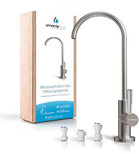 smardy UNO201 Rubinetto da Cucina Acciaio Inox, Girevole a 360° per Osmosi Inversa, Filtro dell'Acqua 1/4(6,35mm)