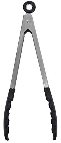 ORION Küchenzange/Grillzange Kochzange zum Wenden 27 cm mit Klick-Verschluss, mit hitzebeständigen Enden