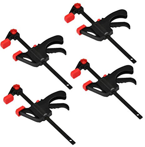 4 Pezzi Morsetto per Barra F-Bar Morsetto a Mano Singola per Falegname,Kit di Strumenti per la Lavorazione del Legno,Utensili per Lavorazione Legno Fai-da-te,Applicazioni di Serraggio Facili e Veloci