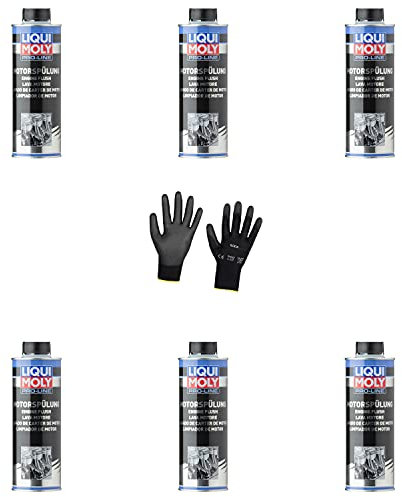 Iloda 6xOriginal Liqui Moly 500ml Pro-Line Motorspülung 2427 Schutzhandschuhe
