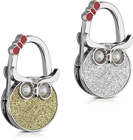 kwmobile Taschenhalter für Tisch - 2x Handtaschenhalter für Tisch - Taschenhaken faltbar - Taschen Aufhänger - Taschen Halter Haken - Tischhaken Set Rot Gold Silber