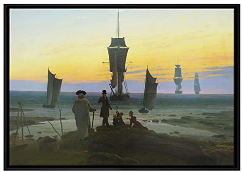 Pixxprint Caspar David Friedrich - Die Lebensstufen Leinwandbild 80x60 cm im Bilderahmen, Wandbild, Schattenfugenrahmen, Kein Poster