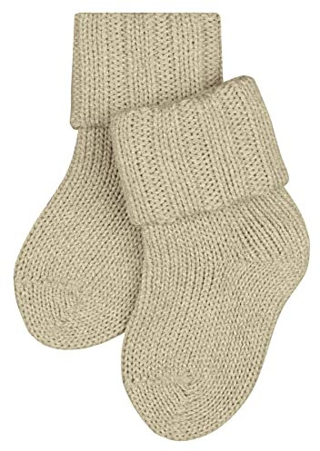 FALKE Unisex Baby Socken Flausch B So Wolle Baumwolle einfarbig 1 Paar, Beige Sand Melange 4650, 62-68
