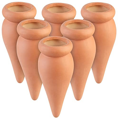 Royal Gardineer Wasserspender Blumentopf: 6er-Set 2in1-Terracotta-Wasserspender für Topfpflanzen (Bewässerung Kugel, Blumen-Bewässerungskugeln, Feuchtigkeitsmesser)