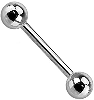 WARRIOR Piercing alla Lingua Barbell Sterile in Acciaio Chirurgico 316L 14G(1,6mm) con due Sfere a 4mm Lunghezza 12mm