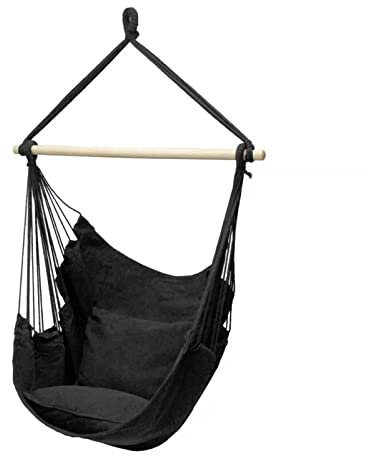 Schaukeln Hängemattenstuhl, tragbarer Garten hängende Quaste Hängemattenstuhl, Außenhause im Freien Schlafstuhl mit Holzstock 2 Kissen Multifunktions Trapeze (Color : A Without Pillows)
