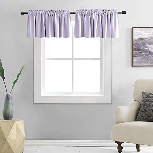 DONREN Volants für Schlafzimmer – Raumverdunkelung, kleine Fensterstangen, Taschenvorhang, Volants (132 x 40 cm, 2 Paneele, lila)