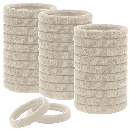 KINDOYO 30-pack starka elastiska hårsnoddar - Mjuka hårband för kvinnor och flickor, tjocka sömlösa bomullssnoddar, hållare för hästsvansar, håraccessoarer