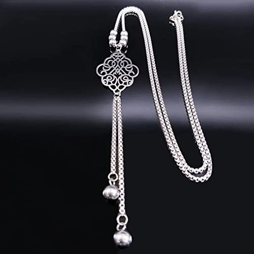 Halskette Anhänger Neue Blume Statement Halskette Frauen Silber Farbe Lange Halsketten Schmuck Geschenk Halskette sautoir Lange Schmuck Geburtstagsgeschenke für Frauen Männer