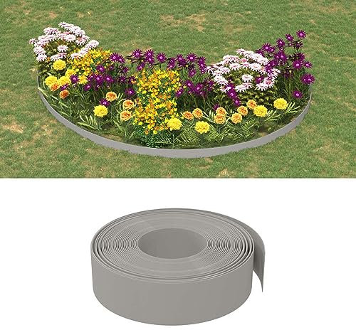 ZEYUAN Rasenkanten 4 STK. Grau 10 m 15 cm Polyethylen, Beetumrandung, Rasen Rakel, Rasenabgrenzung, Lawn Egde, Rasenkantenband