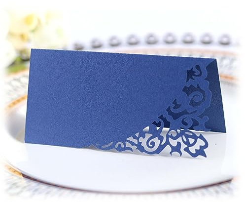 Tischkarten Namenskarten 100 Stück Platzkarten zum beschriften Perlglanzpapier Sitznummernkarten für Hochzeit Tischdeko, Geburtstag, Taufe, Kommunion Bankett Abendessen Party Dekoration-Dunkelblau