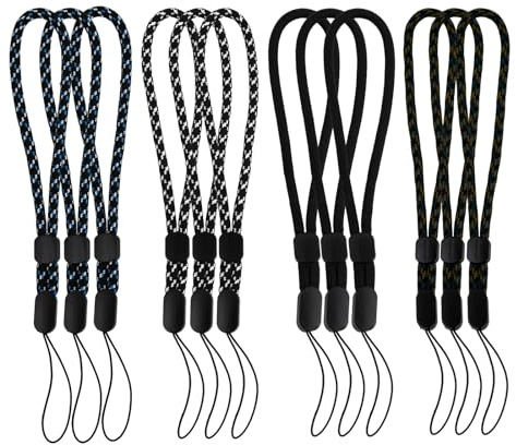 Azonelife 12 Pack Adjustable Wrist Strap Lanyard - Nylon Hand Wrist Straps with Movable Button for Cell Phone, USB, MP3, MP4, Mini Camera (4 Colors)