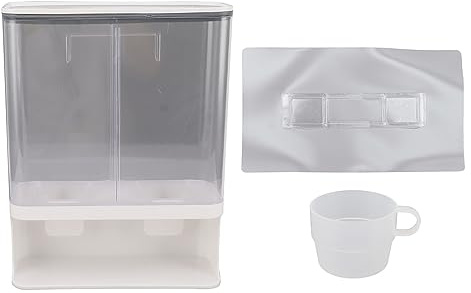 Haofy Wall Mounted Rice Container, 3L Capacity, Press Type Dispenser with Cup, Transparent Storage Bucket