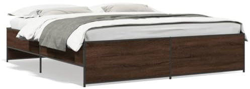 AUUIJKJF Home Items, Bettrahmen, braune Eiche, 180 x 200 cm, Super-Kingsize-Bett, Holz- und Metallkonstruktion, Anzugmöbel
