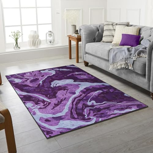 Rugstore shop ltd Machine Washable Area Rugs For Kitchen, Bedroom, Dining and Living Room | Kid Pet Friendly Rug | Morden Design Carpet | Low Pile | Non Slip_Astro_Purple_160 X 230 cm