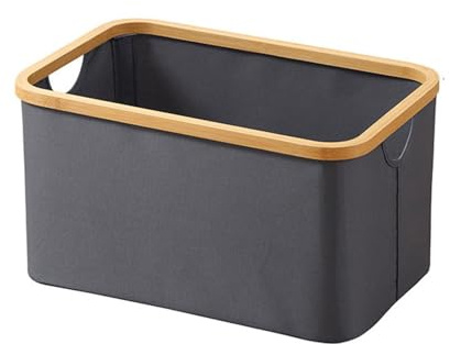 WNGJZZYC Wäschekorb aus Bambus, Wäschekörbe mit Griffen, Faltbarer Wäschesammler, Oxford Stoffmaterial, Aufbewahrungsbox für Schmutzige Kleidung/Handtücher im Schlafzimmer(Grau,25x30x45cm/10x12x18in)