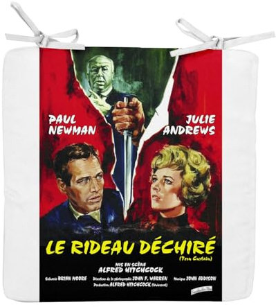 Fabulous Stuhlkissen, quadratisch, zerrissener Vorhang, altes französisches Filmposter, Retro, Kinoposter, Vintage, 40 cm – Stuhlkissen