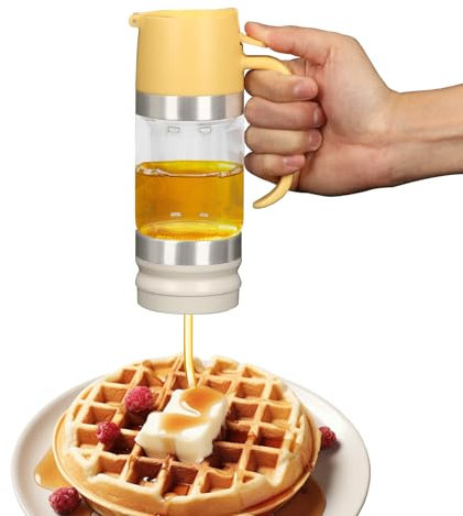 mumisuto Honey Dispenser No Drip, 11oz /315ML Honey Jar with Handle, Clear Glass Honey Syrup Dispenser Container Honey Jar, High Borosilicate Glass Honey Bottle for Home Cofffee Bar (Yellow)