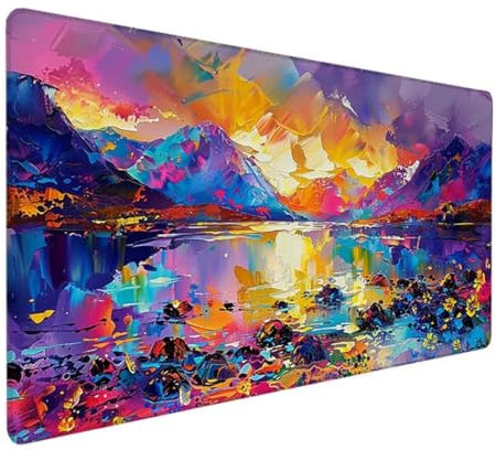 BEIJUYHU Mauspad XXL, Gaming Mauspad 700x300x3 mm, Großes Mauspad mit Genähten Kanten, rutschfeste Desk Mat, Verlängertes großes Mauspad Schreibtischauflage für Büro und Zuhause Van Gogh Abstrakt 0-3