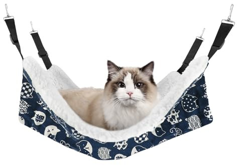 SAN LIKE Gabbia Amaca per Gatti Letto, Amaca Letto Caldo Furetti Peluche Corto Super Morbido Sospeso Amaca Di Peluche Per Gatti Gabbia per Animali Piccoli Fino a 10 kg