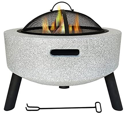 XZHOOQP Fogatas de leña para jardín, Barbacoa, fogatas de Mesa, fogatas para Exteriores, Patio, jardín, Chimenea con Rejilla para Parrilla para Troncos, hormigón