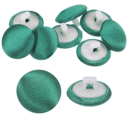 QUARKZMAN 10pz Bottone Rivestito in Tessuto Raso Bottoni da Cucito Rotondi con Gambo Bottoni Tondi Rivestiti Pulsanti per Smoking Abiti Sposa Camicetta Fai Da Te (12,5mm Verde)