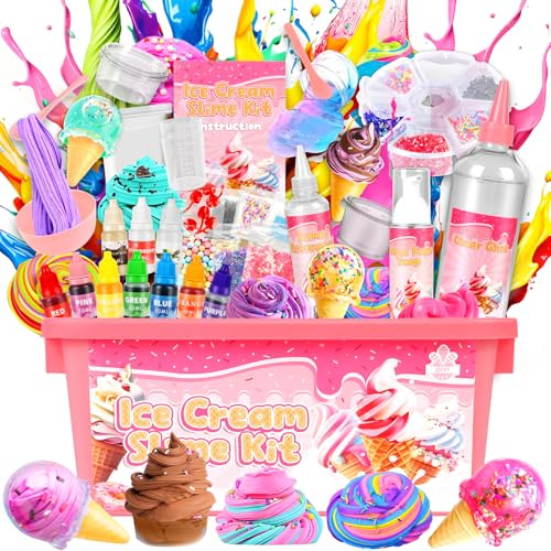 Herefun Schleim Selber Machen Set, Schleim Set für Kinder, DIY Slime Kit für Mädchen, Sensorisches Slime Spielzeug, Schleim-Set zum Erstellen, Slime Party Favors, Geschenk für Kinderparty (Rosa)