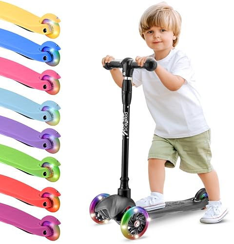 Hurtle Patinete, Scooter para niños, 3 Ruedas, Liviano, Luces LED, Antideslizante