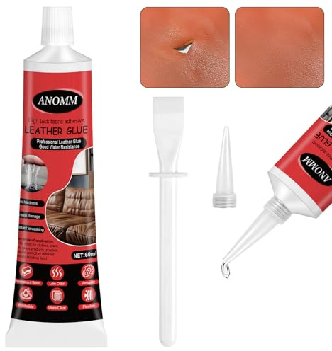 ANOMM Pegamento Cuero Extra Fuerte, Adecuado, 60ml | para Reparar Grietas en Sofás, Chaquetas, Asientos de Automóviles, Carteras, Cinturones y Otras Artesanías de Cuero
