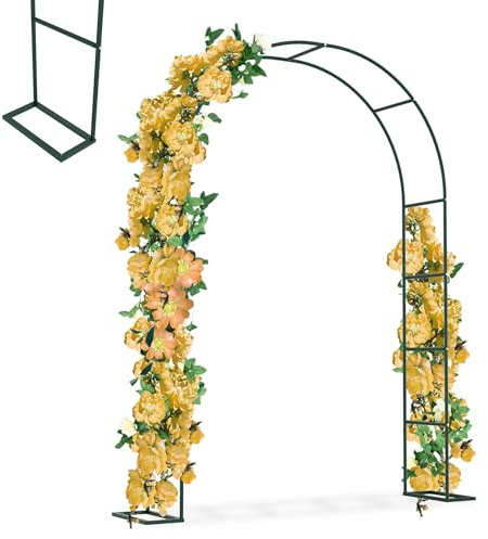 XMTECH Torbogen Rankhilfe, Gartenbogen aus Metall, 192x38x240cm, Stabiler Rosenbogen mit Bodenplatten, Rankhilfe für Kletterpflanzen, Rankbogen für Garten, Hochzeit & Feiern, wetterfest, Dunkelgrün