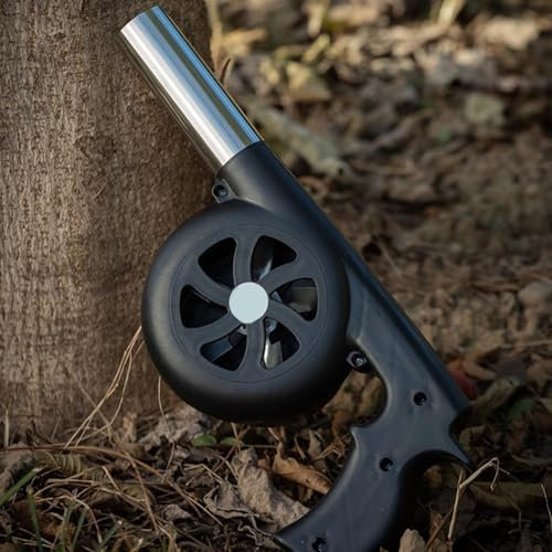 Ventilatore d'aria per barbecue, resistente al calore, portatile, a manovella, per cucinare all'aperto, per campeggio, picnic, cucina