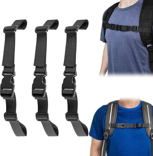3 Pcs Cinghia Toracica Zaino, Cinturino Sterno per Zaino Regolabile Cinturino, Chest Strap fascia toracica da zaino Unisex, per Zaino Adulti e Bambini, Jogging, Viaggi all'Aria Aperta (Nero)