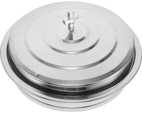 iplusmile Communion Bread Plate Set Large Stainless Steel Stackable Serving Trays Church Supplies Reusable Thanksgiving and Baptism Dessert Plates for Holy Communion and Party Use