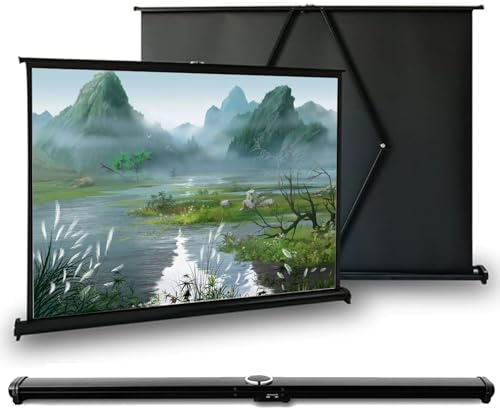 Hoiweqr Projector Screen Portable Floor Standing Fold-Out Roll-Up Manual, Home Theater Projection Screen, Lightweight Carry & Durable Easy Pull Out System, Mobile Projection Screen(30in/16:9)