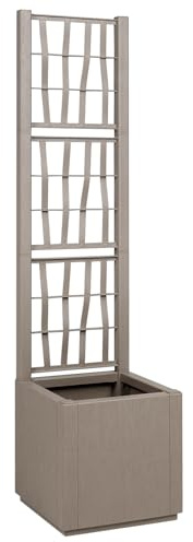 HaoChrymec Jardinera con Enrejado marrón Claro, Polipropileno sintético, diseño Vertical, jardineras Exterior, maceteros Decorativos Interior, balcón, 36x36x140 cm