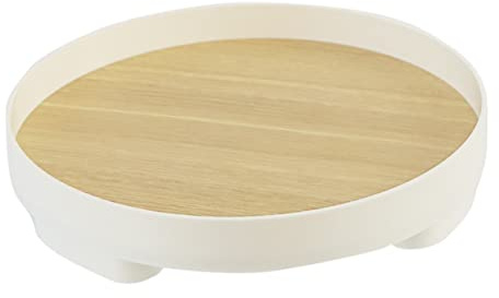 Healeved Vassoio Portaoggetti Legno per e Chiavi Design Rotondo per Casa e Ingresso per Profumi e Accessori Compatto e Resistente