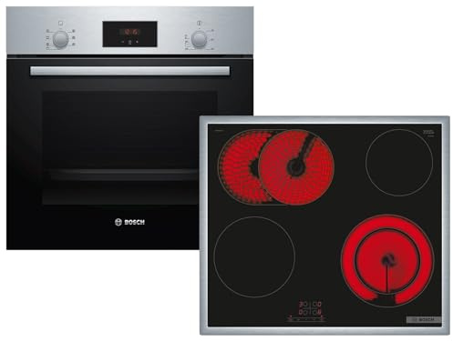 Bosch HBD231CR62 Set Backofen HBF133BR0 Edelstahl + Glaskeramikkochfeld PKN645BA2E + Backblech HEZ431002