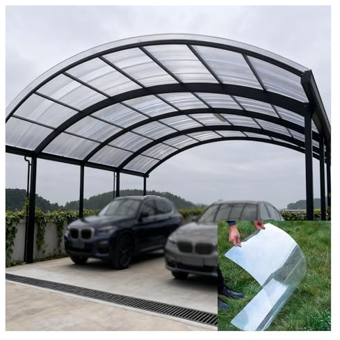 Foglio di plastica trasparente in policarbonato isolante antipioggia, piastra in policarbonato per serre, tettoie, pannelli di ricambio per tetti (1,5 x 8 m)